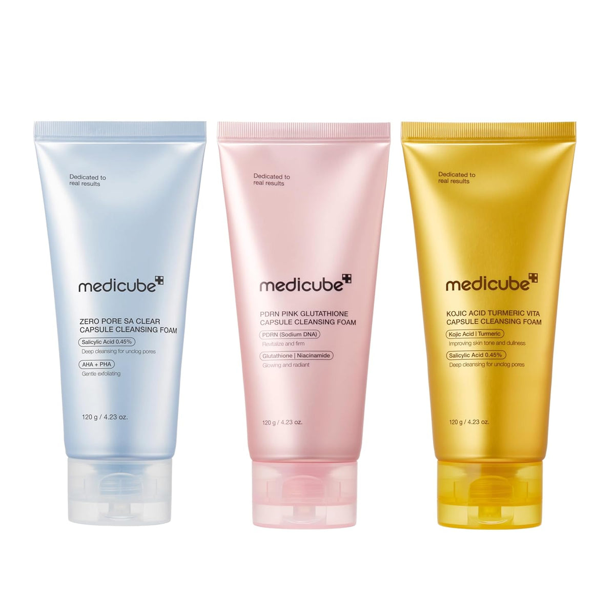 Capsule Foam Cleanser Trio: Zero Pore, Kojic Acid Turmeric, PDRN Capsule Foam Cleanser | Korean Facial Cleansing Set for Pore Care, Uneven Skin Tone & Hydrating Daily Cleansing