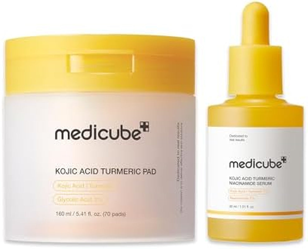 Kojic Acid Renew & Smooth Duo - Kojic Acid Serum and Toner Pad | Kojic Acid Turmeric Clarifying Toner Pad and Capsule Serum for Brightening and Balancing Skin Tone and Texture