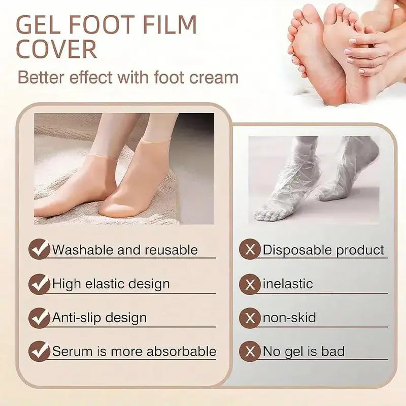 1Pair Silicone Gel Soft Moisturizing Socks, 1 Pair Reusable Hydrating Waterproof Foot Protector, Moisturizing Foot Care Product for Dry Cracked Feet, Hydrate, Smooth, Moisturizing Foot Mask