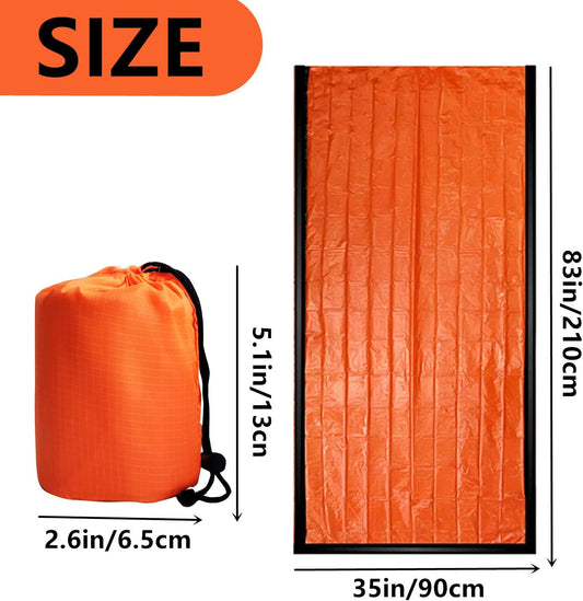 2 Pack Emergency Sleeping Bag, Mylar Emergency Blanket, Waterproof Lightweight Survival Shelter Blanket, Portable Survival Thermal Bivy Sack for Outdoor Camping Hiking Adventure