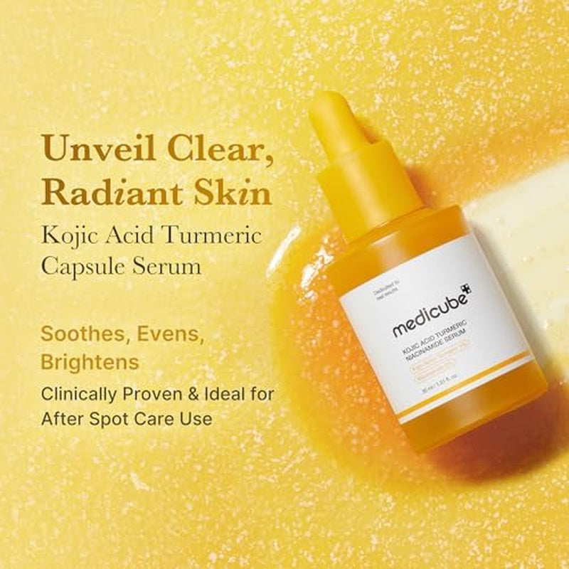 Kojic Acid Renew & Smooth Duo - Kojic Acid Serum and Toner Pad | Kojic Acid Turmeric Clarifying Toner Pad and Capsule Serum for Brightening and Balancing Skin Tone and Texture